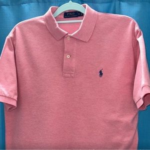 🏇Polo Ralph Lauren Shirt, carnation pink with navy blue polo player.